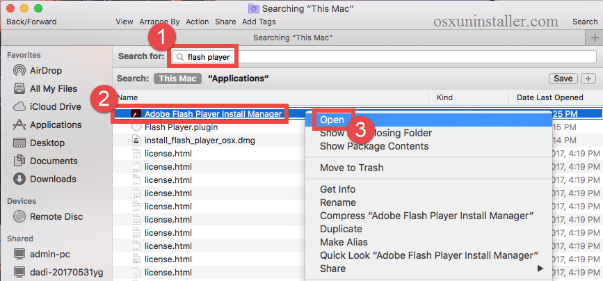 uninstall flash player for mac os sierra