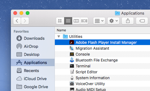 uninstall flash player for mac os sierra